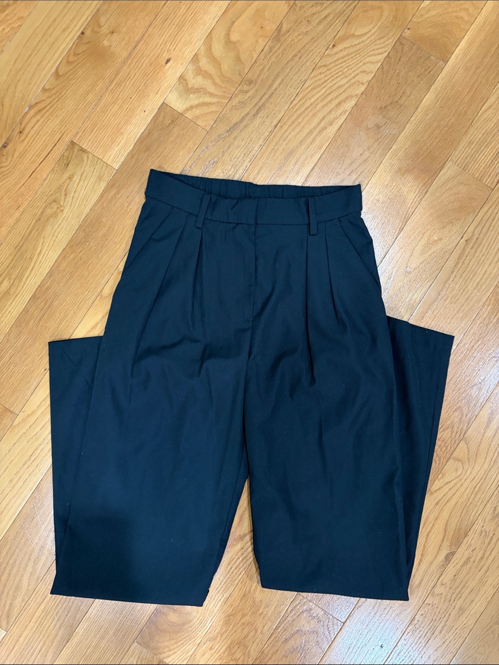 High-Waist Black Pleated Women's Trousers